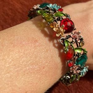 Vintage Multicolor Rhinestone Hinged Bracelet